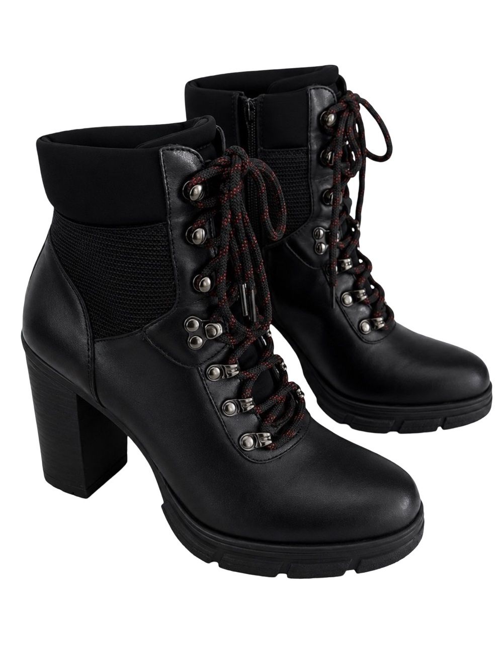 Aldo Black Tipula Lace-Up Chunky Heel Boots With Extra Neon Yellow Laces